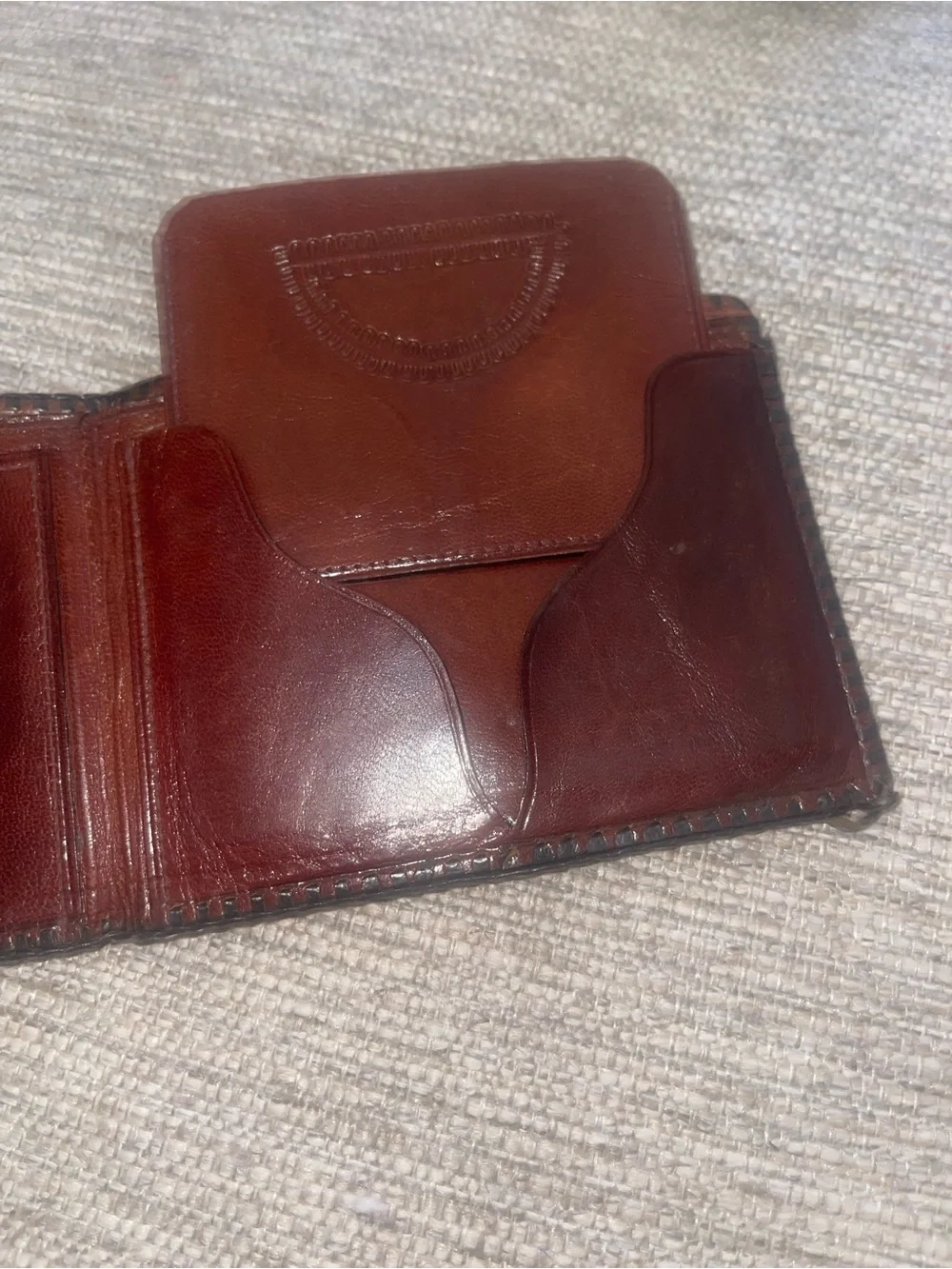 Vintage Tooled Leather Wallet with Native American Design Retro Rustic Farm